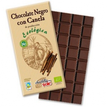 Ciocolata neagra bio, 56% cacao, cu scortisoara, Sole100 g