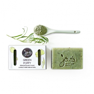 Sapun exfoliant, Gama Clasic, Green Poppy cu argila verde si mac, Jovis, 100 g