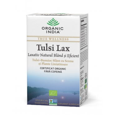 Ceai Tulsi Lax (Busuioc Sfant), Laxativ Natural Bland si Eficient, plicuri, Organic India