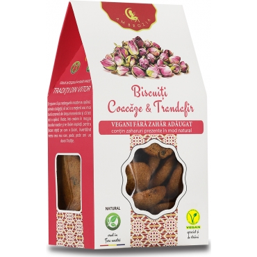 Biscuiti vegani cu coacaze si trandafiri, fara zahar, Ambrozia 150g