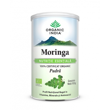 Moringa pudra, nutritie esentiala, Organic India, 100g