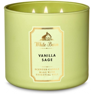 Lumanare parfumata Vanilla Sage, Bath and Body Works, 3 fitile, 411 g