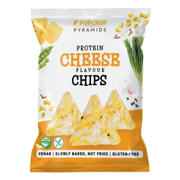 Oferta- Chips-uri proteice vegane din multicereale coapte cu aroma de branza si ceapa verde, Popcrop, 60 g