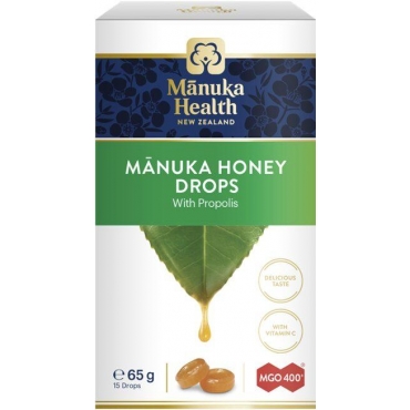 Dropsuri cu miere de Manuka, propolis si vitamina C, MGO 400 +, Manuka Health, 65 g