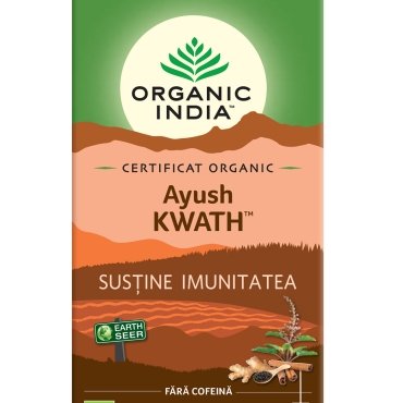 Ceai Tulsi (Busuioc Sfant) Ayush Kwath, Sustine imunitatea, Organic India,  25 plicuri 