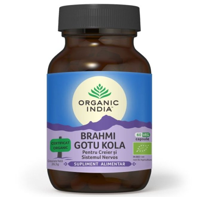 Brahmi~Gotu Kola Pentru Creier & Sistemul Nervos si Deficit de Atentie, Organic India 60 cps