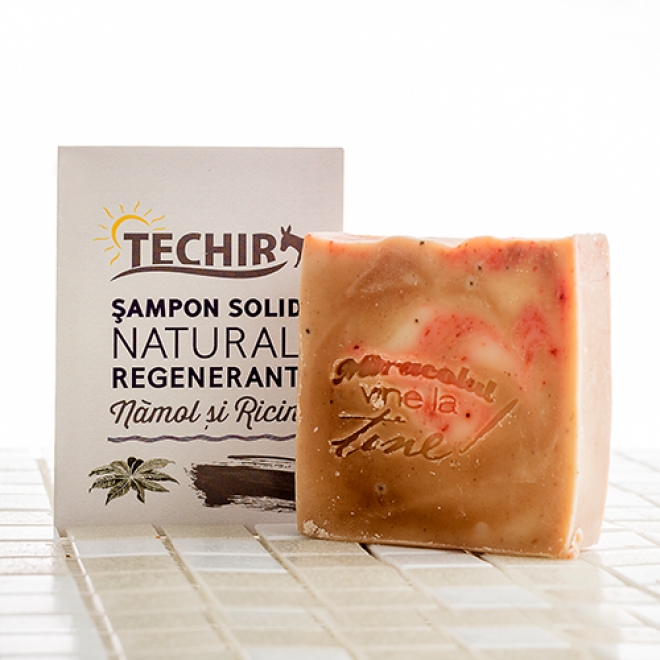 Sampon solid regenerant si sapun nutritiv pentru corp cu namol si ricin, Techir, 120 g