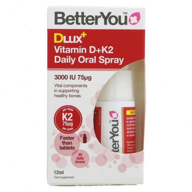 Spray oral vitamina D3 + K2, Better You, 12 ml, 100 de utilizari, uz intern