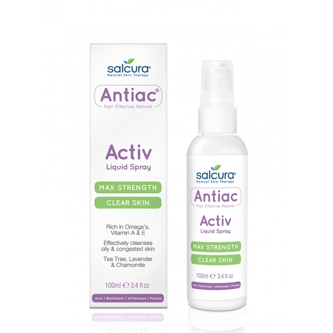 Spray Antiac, fata si corp,  pt. curatarea pielii congestionate cu acnee, Omega, vitamina A, E, Salcura 100 ml