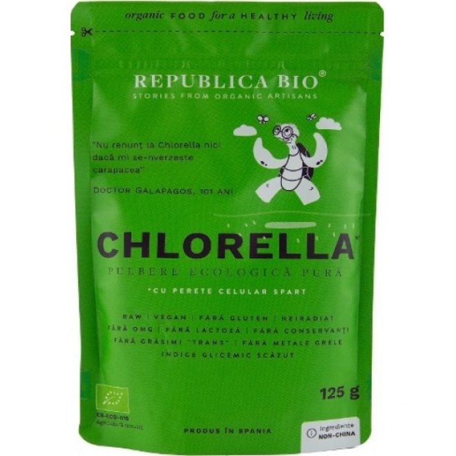 Chlorella pulbere pura bio, Republica Bio, 125 g