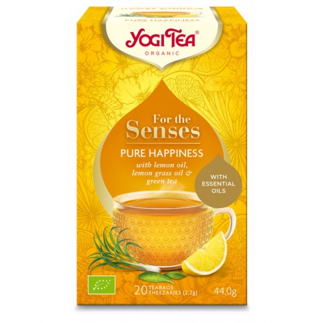 Oferta- Ceai Bio Yogi Tea - cu uleiuri esentiale pt simturi, fericire pura, 44 g
