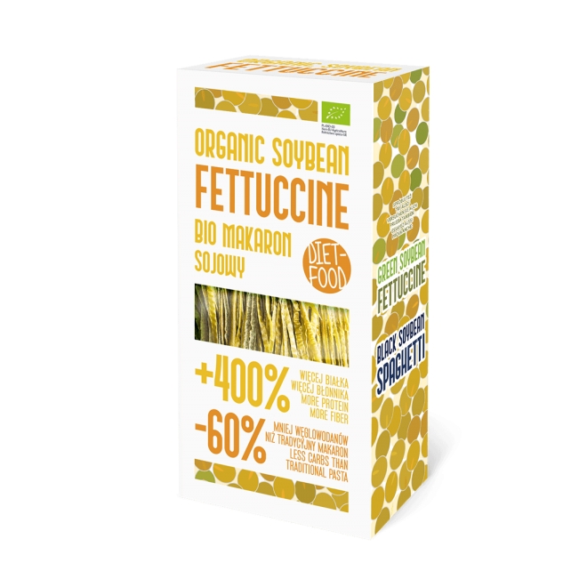 Paste bio Fettuccine din soia galbena, proteice, low carb, fara gluten, Diet Food, 200 g