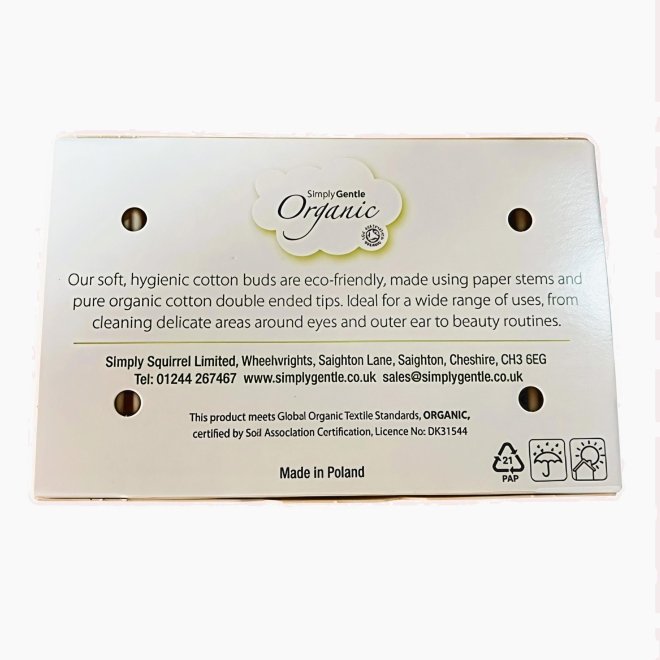 Betisoare urechi din bumbac organic, Simply Gentle Organic, 200 buc