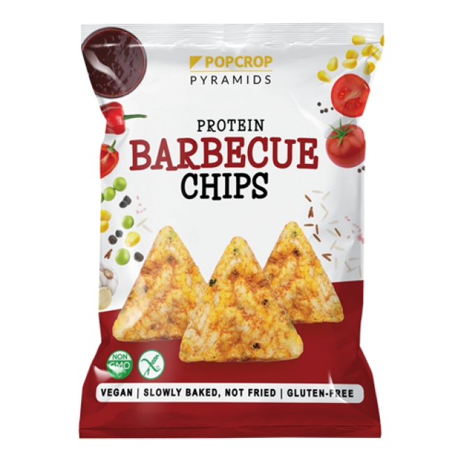 Chips-uri proteice vegane din multicereale coapte cu aroma de barbeque, Popcrop, 60 g
