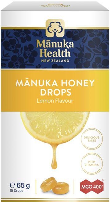 Dropsuri cu miere de Manuka, lamaie si vitamina C, MGO 400 +, Manuka Health, 65 g