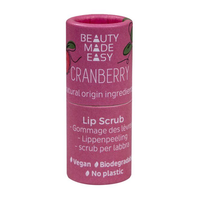 Scrub pentru buze vegan, zero plastic, Cranberry, Beauty Made Easy, 6g