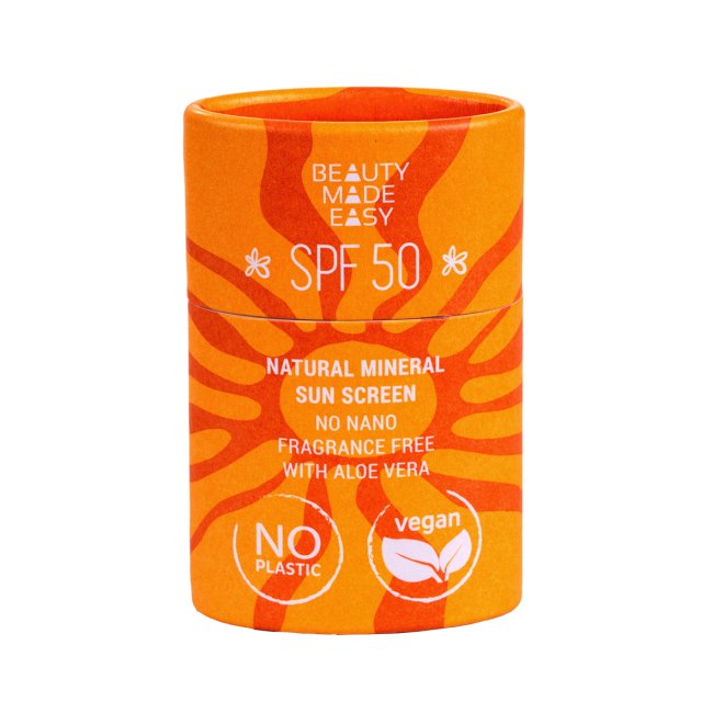 Stick solid protectie solara minerala SPF 50, aloe vera, pentru fata si corp, Beauty Made Easy 30 g