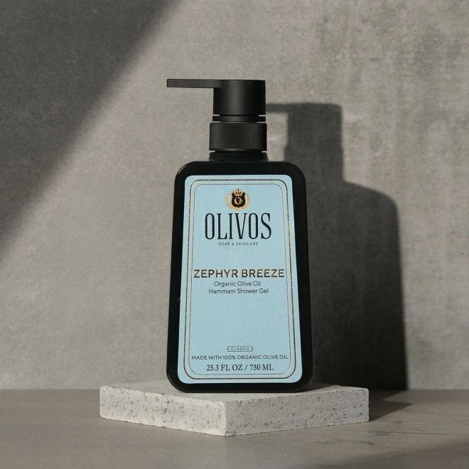 Gel de dus Zephyr Breeze cu ulei de masline si parfum de Hammam, Olivos, 750 ml