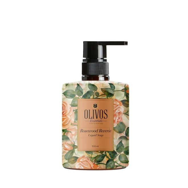 Sapun lichid Rosewood Reverie cu parfum de trandafir si bujor, Olivos, 500 ml